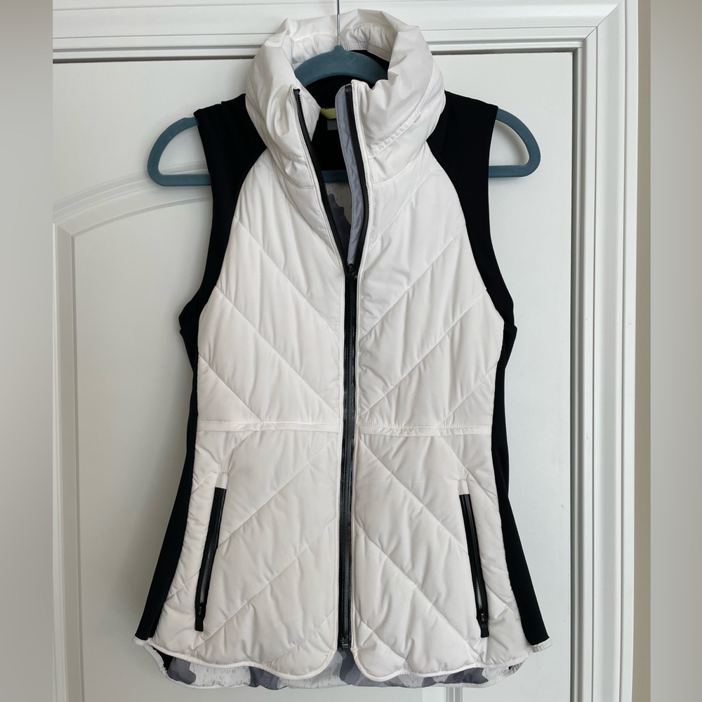 Athleta Hooded White & Black Vest